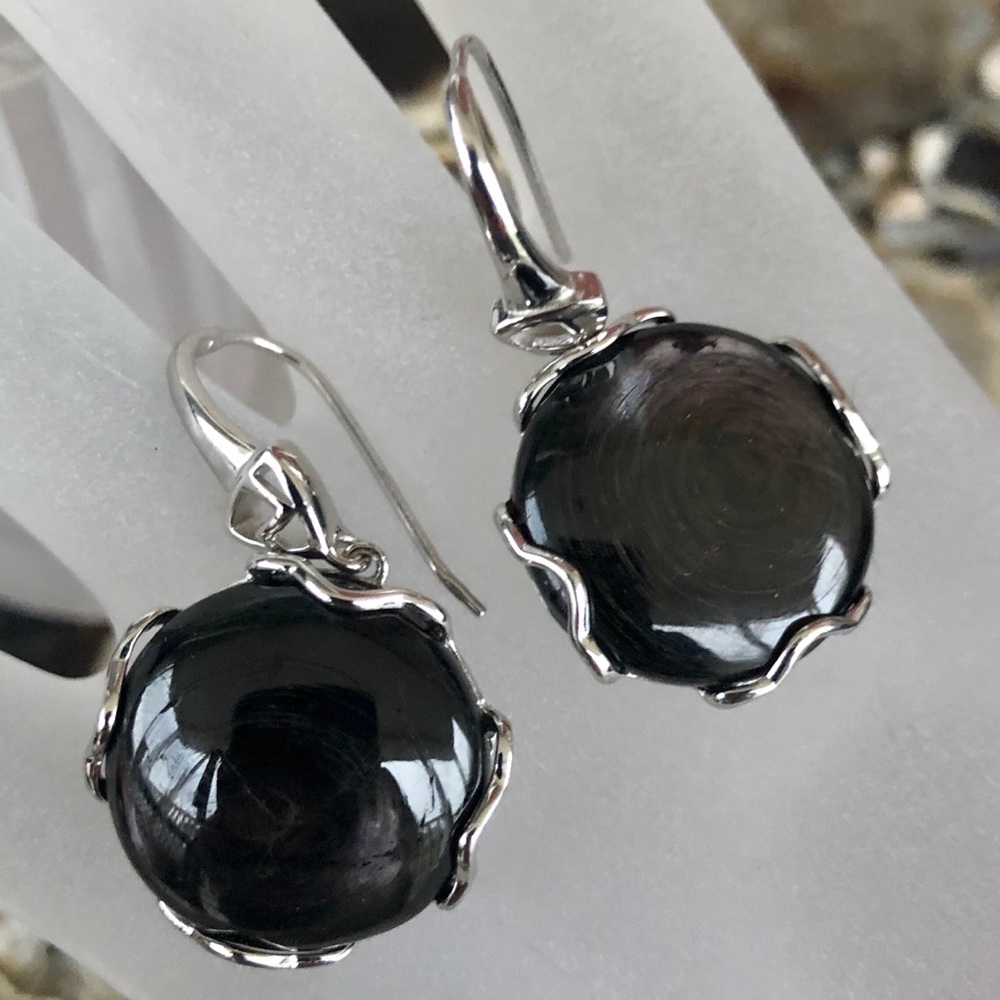 Gem Insider 1.5” Sterling Hyperstene Earrings